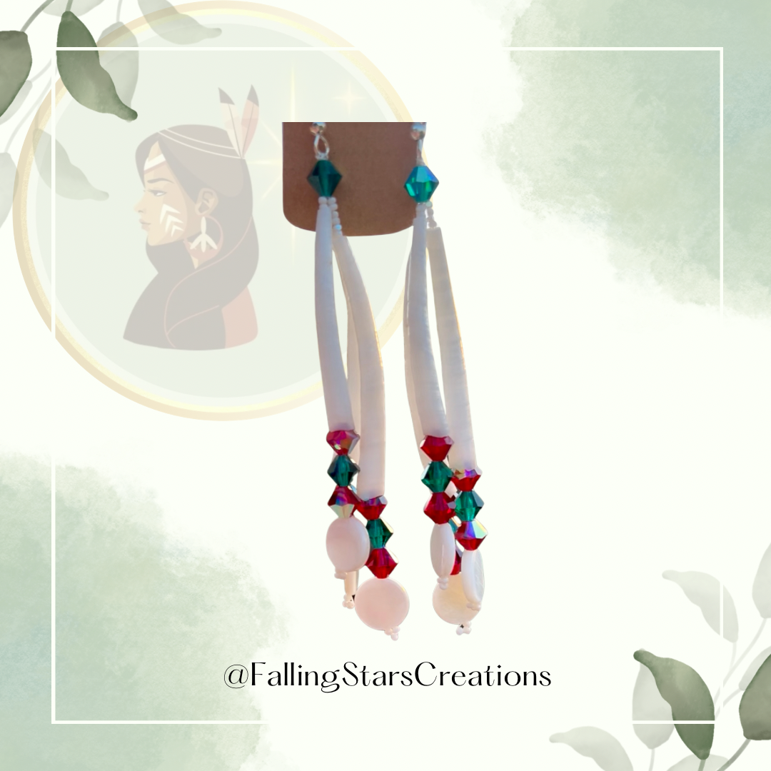 R/G Christmas Dentallium Shell Earrings