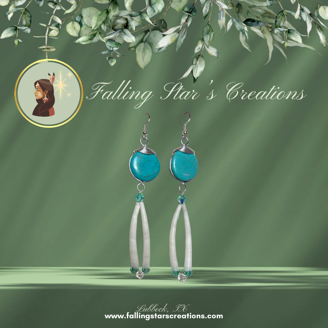 Turquoise & Dentalium Shell Earrings