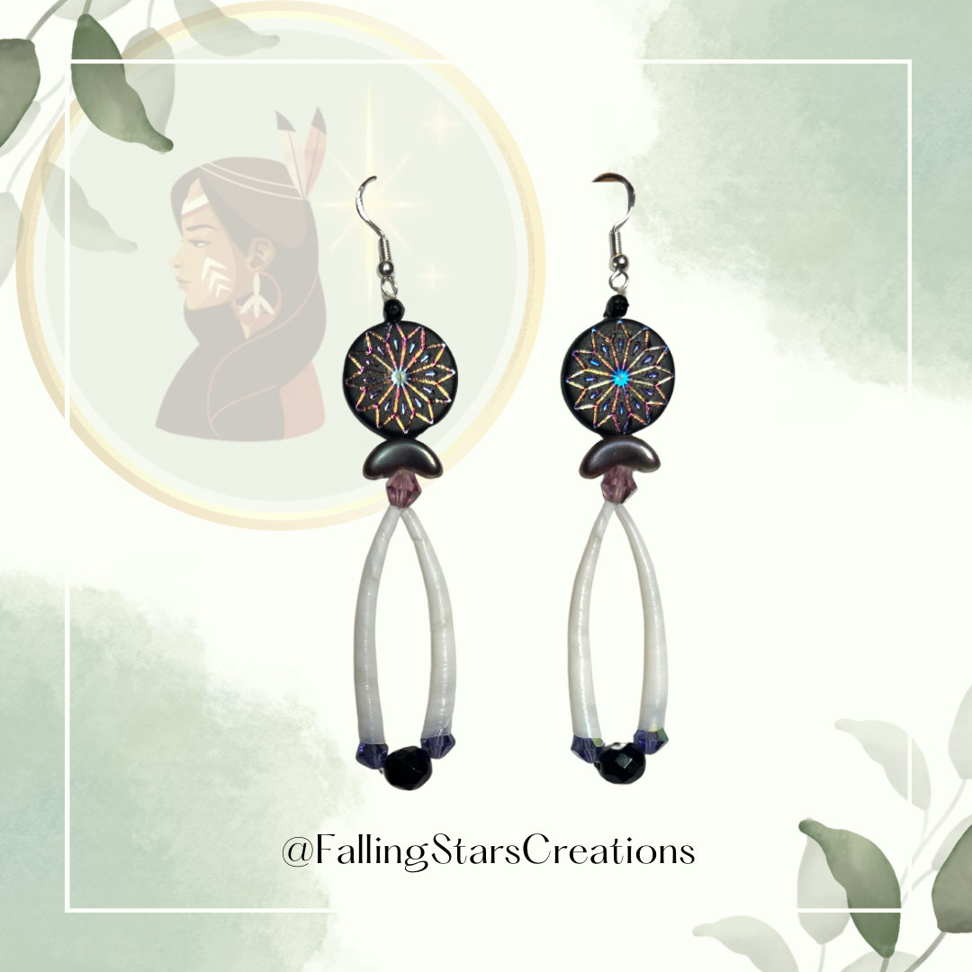 Dark Dentalium Shell Earrings