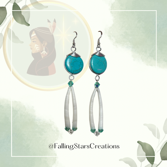 Turquoise & Dentalium Shell Earrings