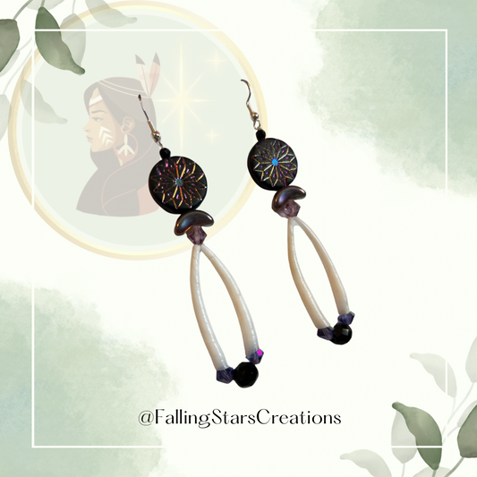 Dark Dentalium Shell Earrings
