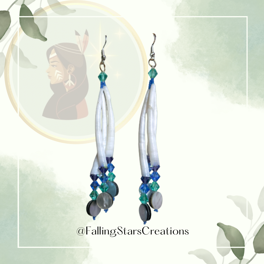 Dentalium Shell Earrings (Blue/Purple)