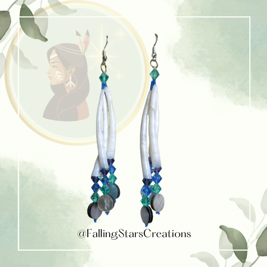 Dentalium Shell Earrings (Blue/Purple)