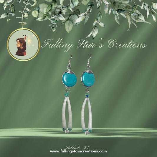 Turquoise & Dentalium Shell Earrings