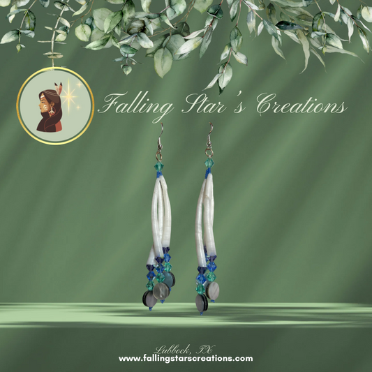 Dentalium Shell Earrings (Blue/Purple)